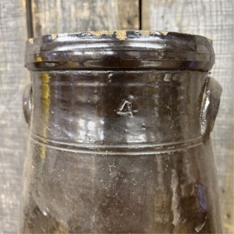 American 4 Gallon Stoneware Butter Churn with Albany Type Slip Glaze