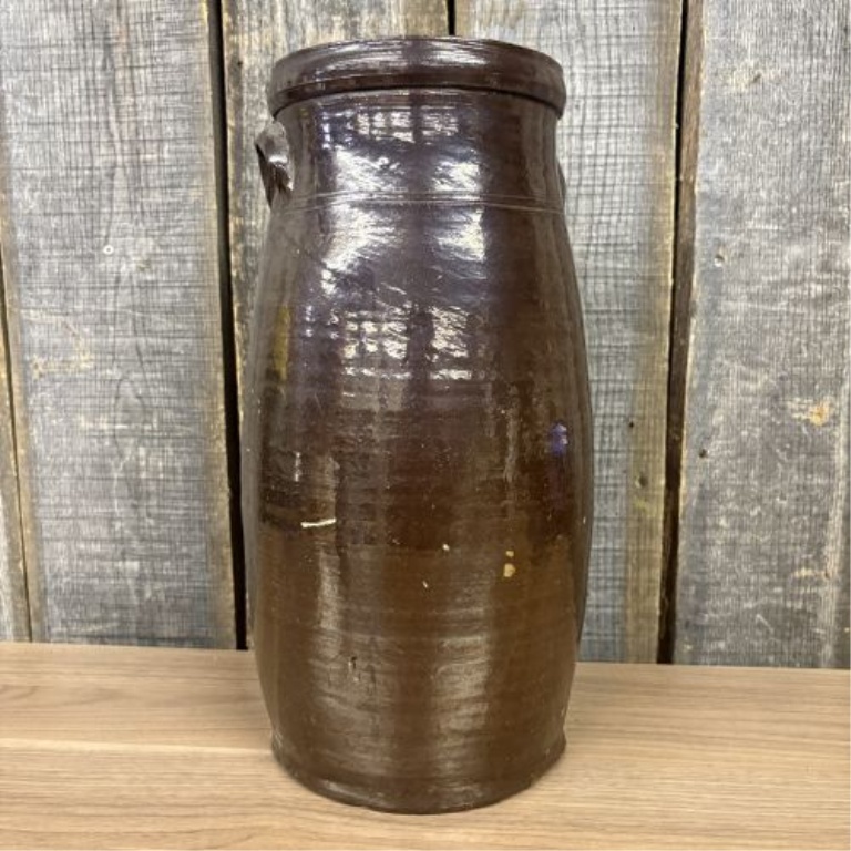 American 4 Gallon Stoneware Butter Churn with Albany Type Slip Glaze