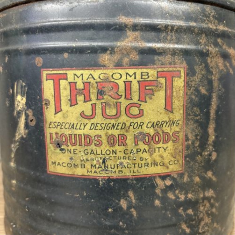 Vintage Macomb Thrift Jug One Gallon Metal and Ceramic Insulated Thermos