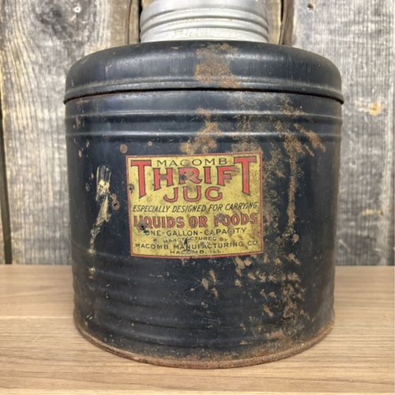 Vintage Macomb Thrift Jug One Gallon Metal and Ceramic Insulated Thermos
