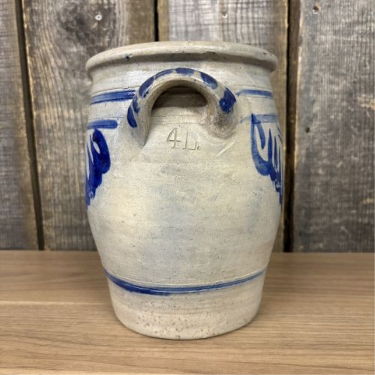 German Westerwald Salt Glazed Stoneware Cobalt Decorated 4 Liter Storage Jar