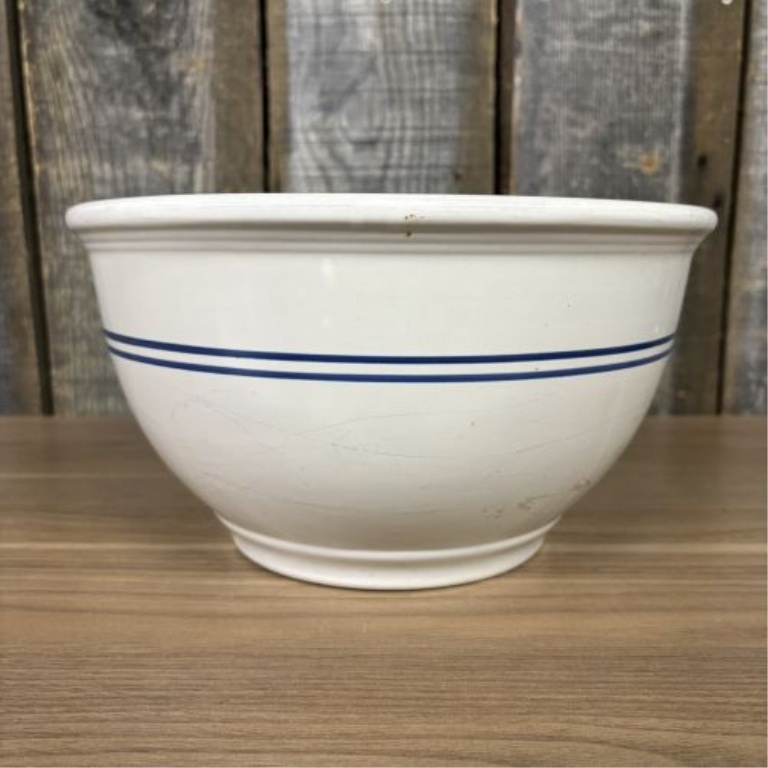 A Set of Three Gibson China Blue Banded Ceramic Nesting Mixing Bowls