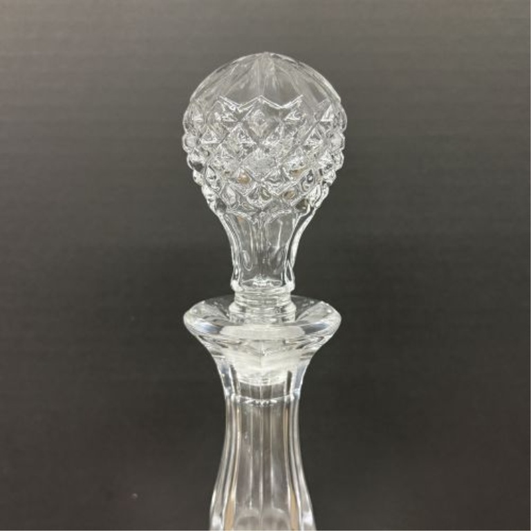A Set of Floral Etched and Cut Glass Drinkware Including a Ship's Decanter and Five Tumblers