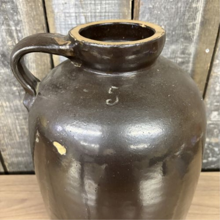 Five-Gallon Brown Slip Glazed Stoneware Jug