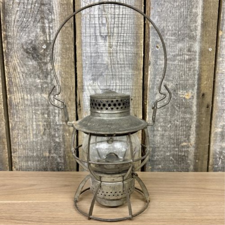 Dressel Arlington N.J. Baltimore and Ohio Railroad Lantern with Adlake Kero Macbeth Globe