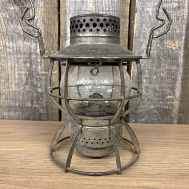 Dressel Arlington N.J. Baltimore and Ohio Railroad Lantern with Adlake Kero Macbeth Globe