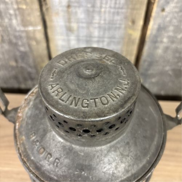 Dressel Arlington N.J. Baltimore and Ohio Railroad Lantern with Adlake Kero Macbeth Globe