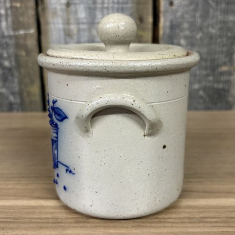 Salmon Falls Stoneware Lidded Blueberry Basket Crock 1993