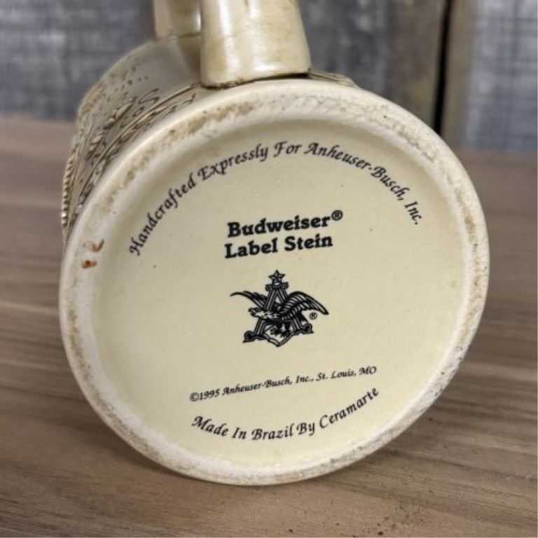A Trio of Budweiser Commemorative Holiday and Label Steins, 1987-1995
