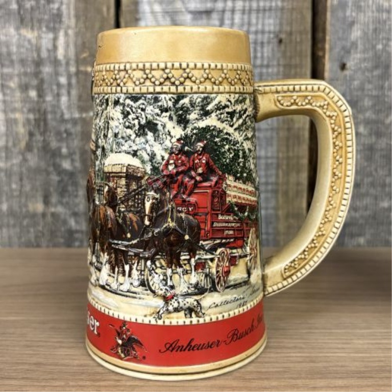 A Trio of Budweiser Commemorative Holiday and Label Steins, 1987-1995