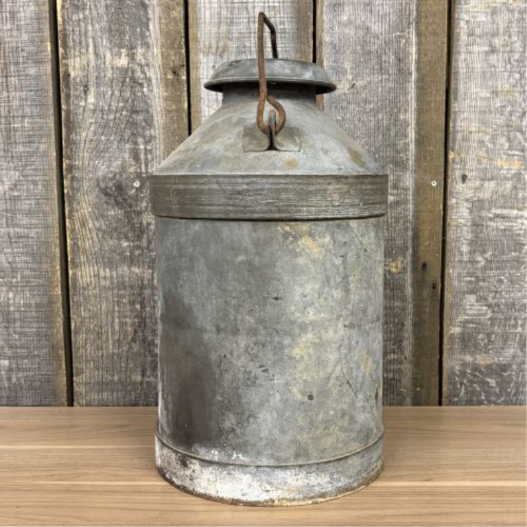 Vintage Galvanized Metal Dairy Milk Can with Bail Handle