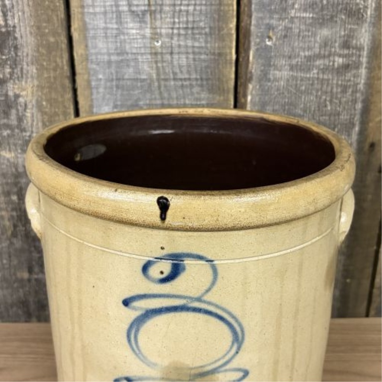 Three-Gallon Salt-Glazed Stoneware Crock with Cobalt Blue Number Three