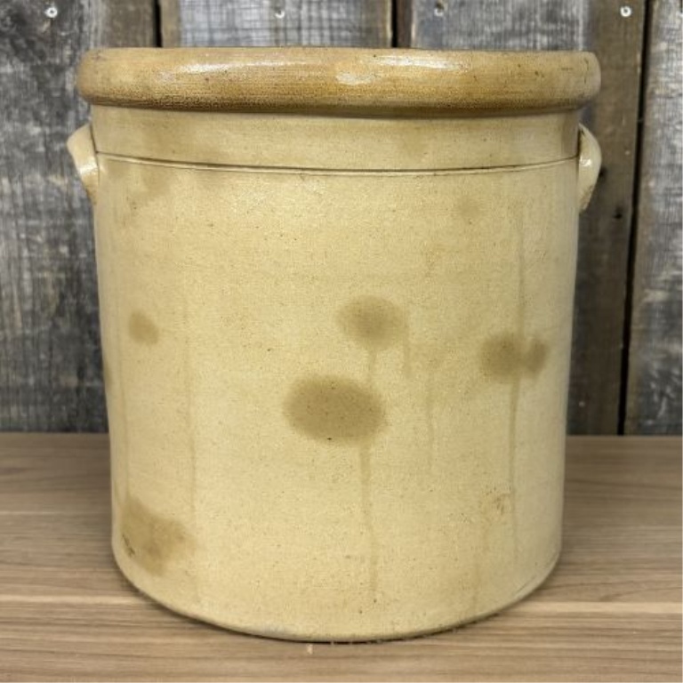 Three-Gallon Salt-Glazed Stoneware Crock with Cobalt Blue Number Three