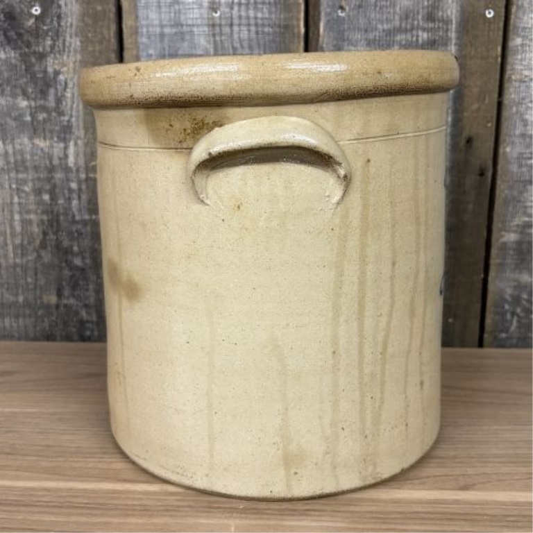 Three-Gallon Salt-Glazed Stoneware Crock with Cobalt Blue Number Three