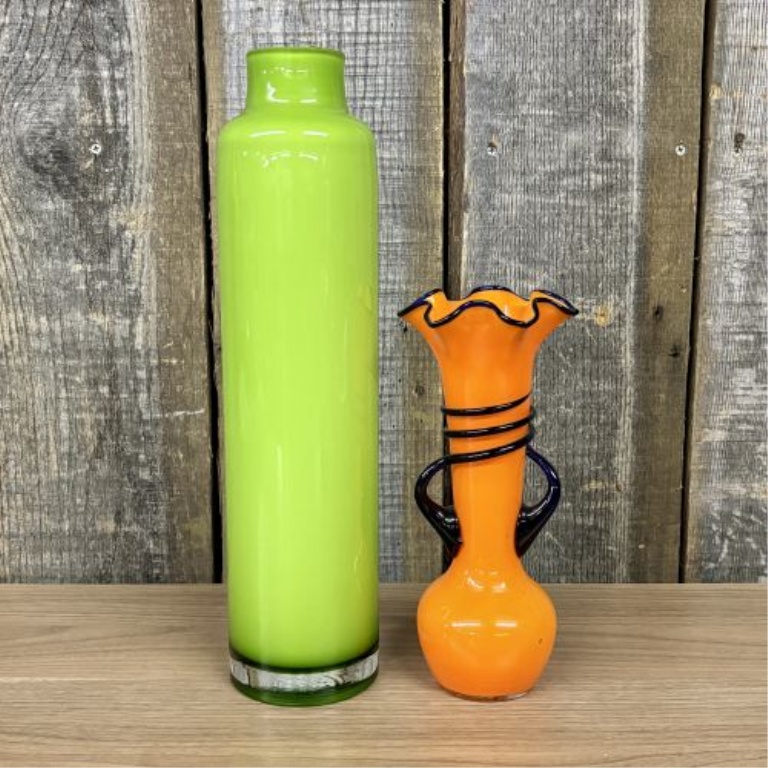 Two Mid-Century Modern Style Art Glass Vases Including a Czechoslovakian Tango Style Vase