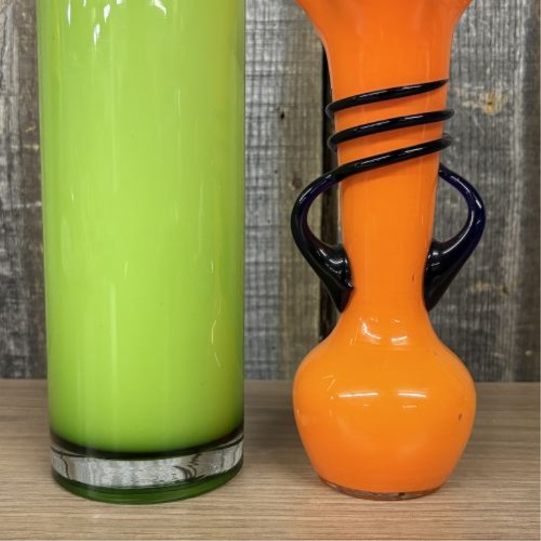Two Mid-Century Modern Style Art Glass Vases Including a Czechoslovakian Tango Style Vase