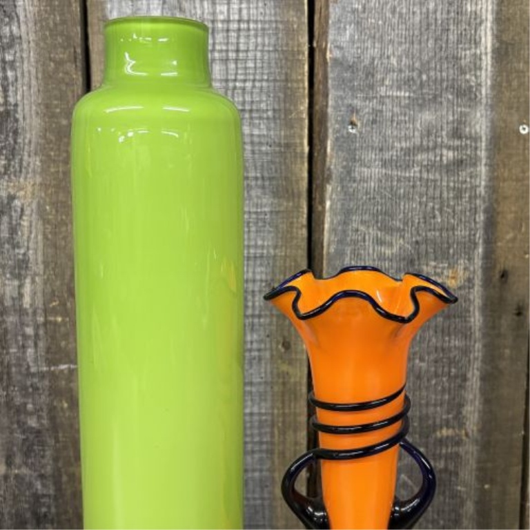 Two Mid-Century Modern Style Art Glass Vases Including a Czechoslovakian Tango Style Vase