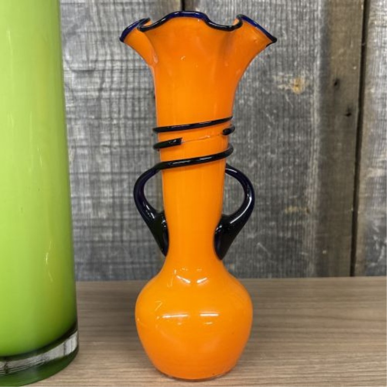 Two Mid-Century Modern Style Art Glass Vases Including a Czechoslovakian Tango Style Vase