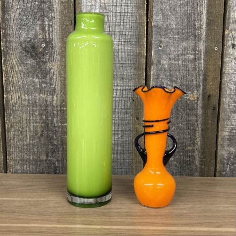 Two Mid-Century Modern Style Art Glass Vases Including a Czechoslovakian Tango Style Vase