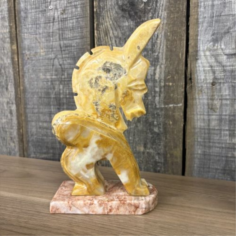 A Trio of Mexican Hand-Carved Onyx Stone Decorative Objects
