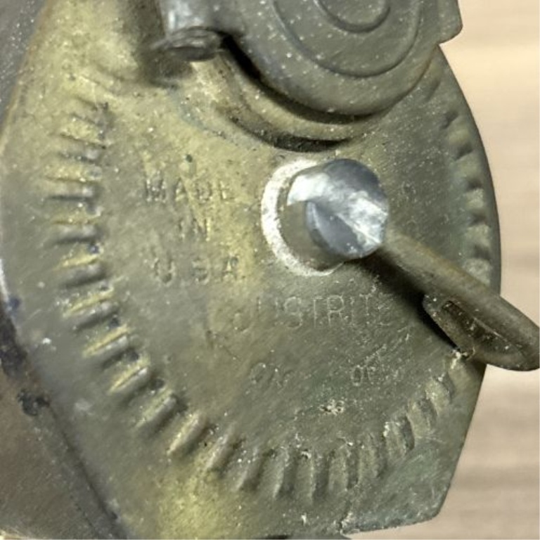 Antique Justrite Streamlined Brass Carbide Miner's Cap Lamp, c. 1923
