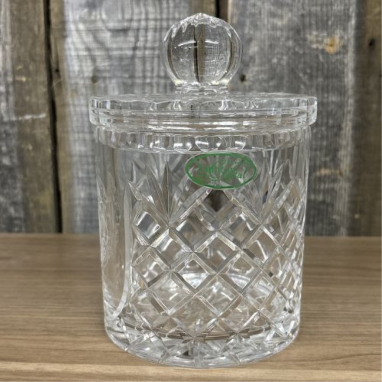 Taunton Crystal Hand-Cut 24% Lead Crystal Commemorative Lions Club Lidded Jar