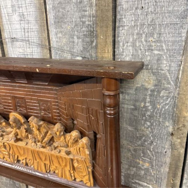 Large Vintage Three Dimensional Relief Carved Wood The Last Supper Wall Plaque