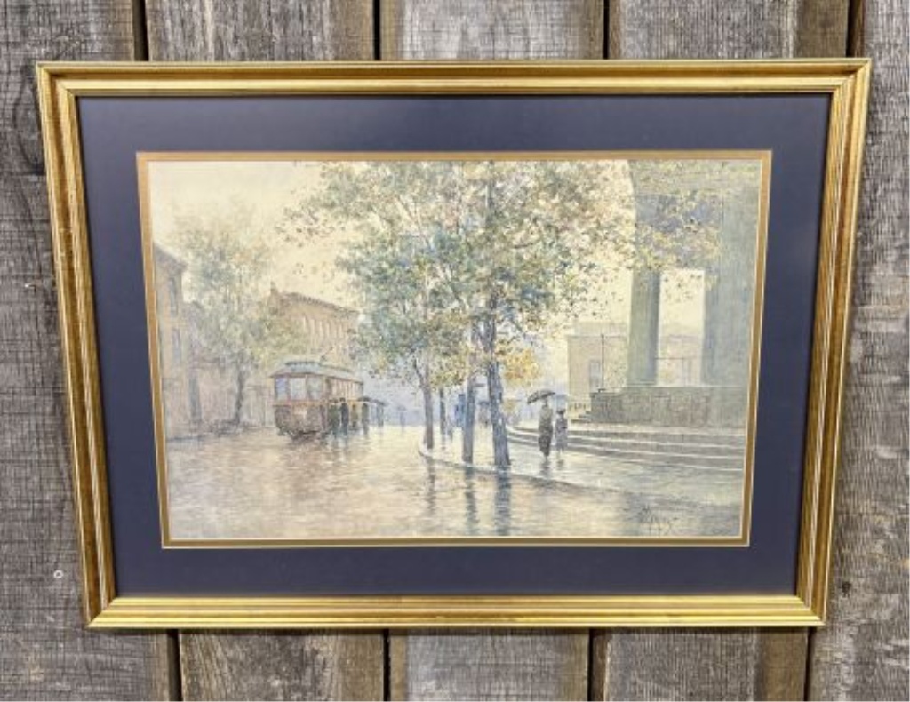 Paul Sawyier, Main Street Trolley, Limited Edition Photomechanical Lithographic Print
