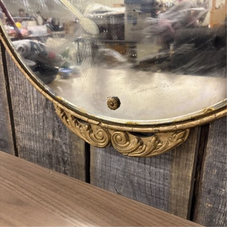 Wolf Blitz Rococo Revival Gilt Oval Wall Mirror with Etched Glass