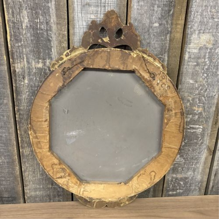 Wolf Blitz Rococo Revival Gilt Oval Wall Mirror with Etched Glass