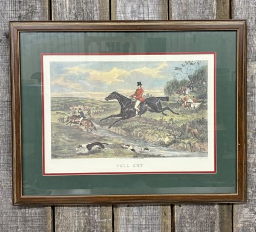 William Shayer, Full Cry, Hand-Colored Engraving and Aquatint, 1883