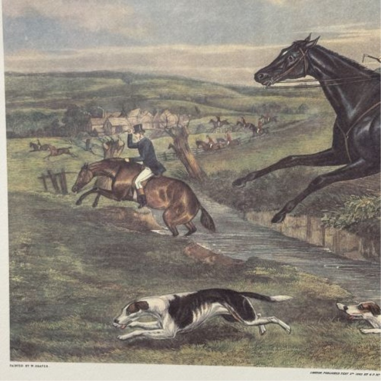 William Shayer, Full Cry, Hand-Colored Engraving and Aquatint, 1883