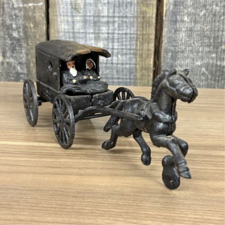 Vintage Amish Family Horse-Drawn Carriage Toy