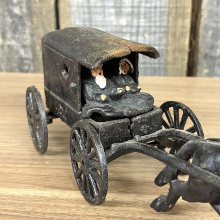 Vintage Amish Family Horse-Drawn Carriage Toy