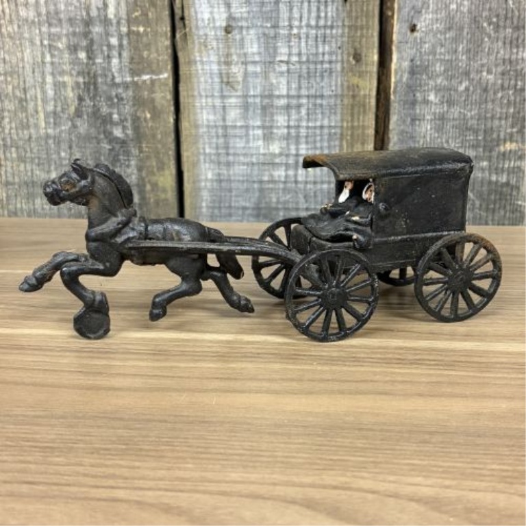 Vintage Amish Family Horse-Drawn Carriage Toy