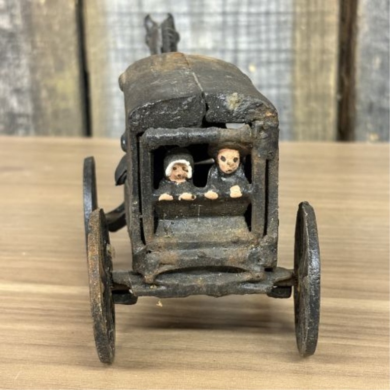 Vintage Amish Family Horse-Drawn Carriage Toy