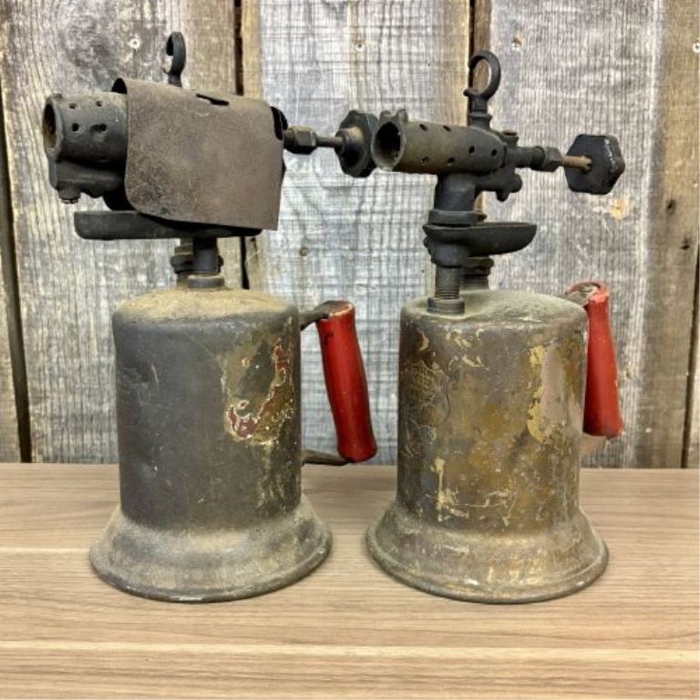 A Pair of Vintage Clayton & Lambert Brass Gasoline Blowtorches