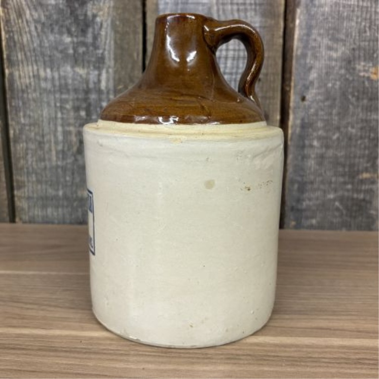 Antique Two-Tone Stoneware Advertising Jug for Prell Mercantile Company Bremen Kansas