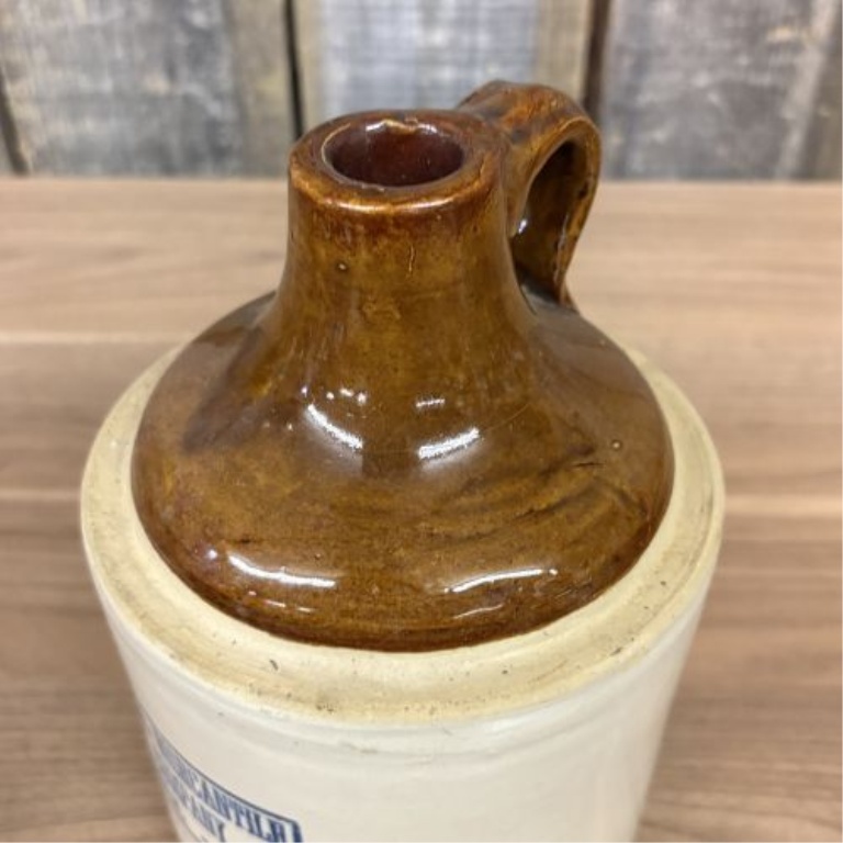 Antique Two-Tone Stoneware Advertising Jug for Prell Mercantile Company Bremen Kansas