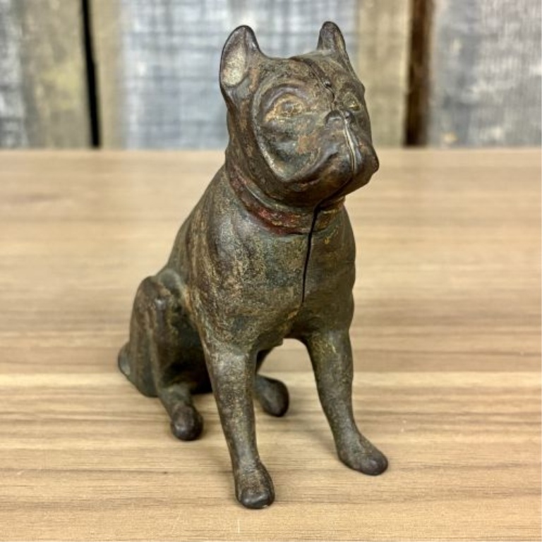 Antique Seated French Bulldog Still Bank Attributed to Hubley