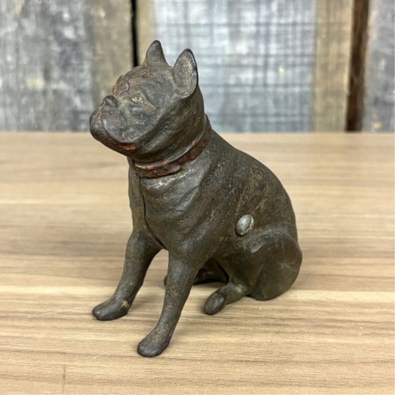 Antique Seated French Bulldog Still Bank Attributed to Hubley