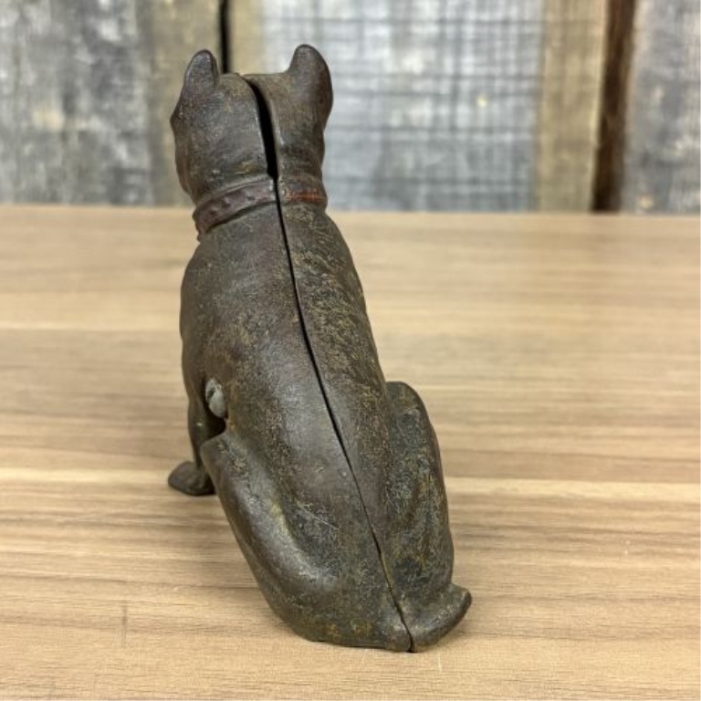 Antique Seated French Bulldog Still Bank Attributed to Hubley