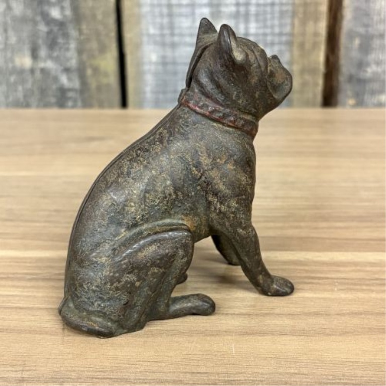 Antique Seated French Bulldog Still Bank Attributed to Hubley