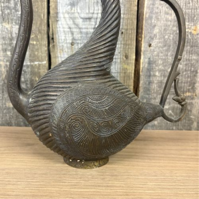 Indo-Islamic Style Cast Bronze Bird-Form Ewer with Makara Spout