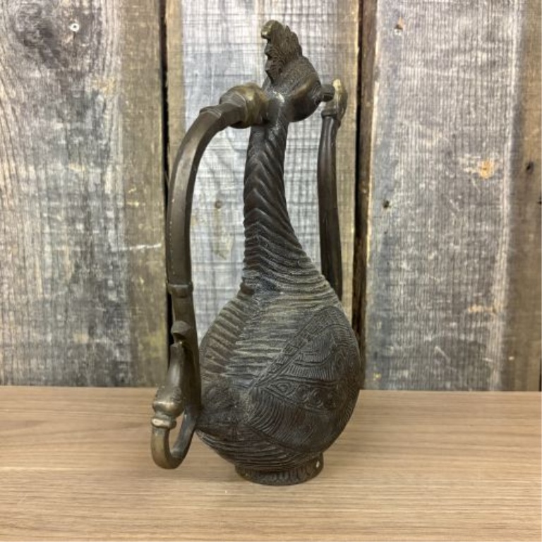 Indo-Islamic Style Cast Bronze Bird-Form Ewer with Makara Spout