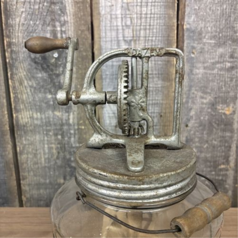 Antique Dazey Hand Cranked Glass Jar Butter Churn