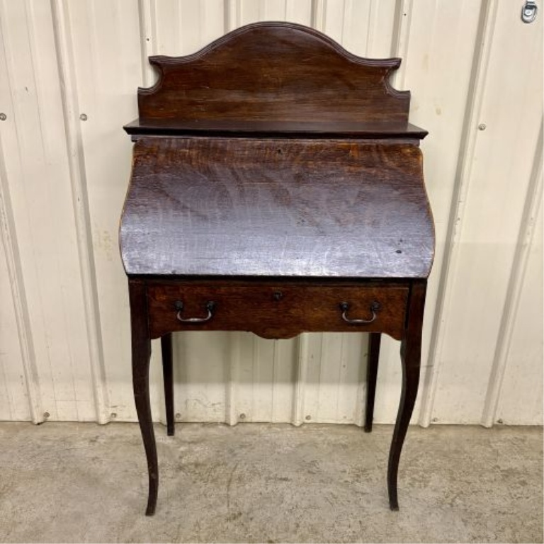 Antique American Quarter-Sawn Oak Slant-Front Secretary Desk