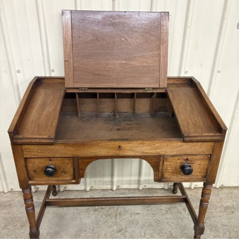 Victorian Slant-Front Hardwood Schoolmaster's Desk