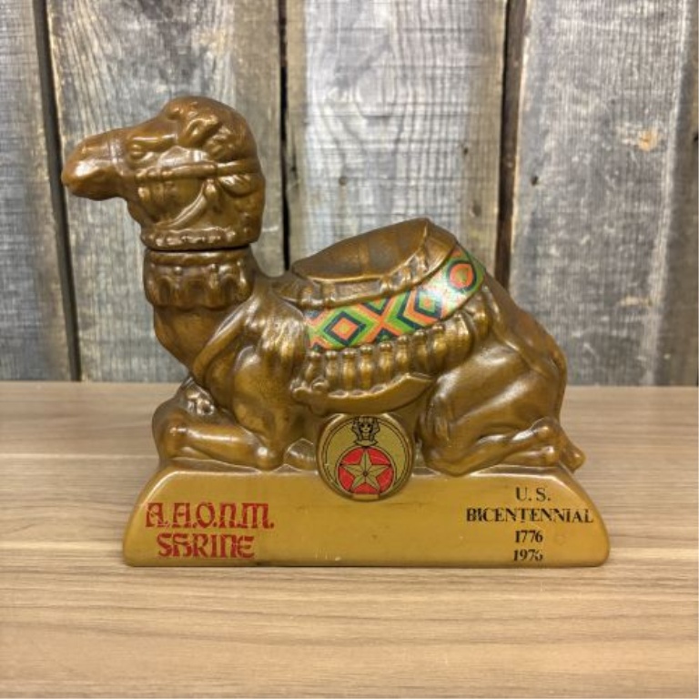 Old Mr. Boston A.A.O.N.M.S. Shrine U.S. Bicentennial Figural Camel Whiskey Decanter