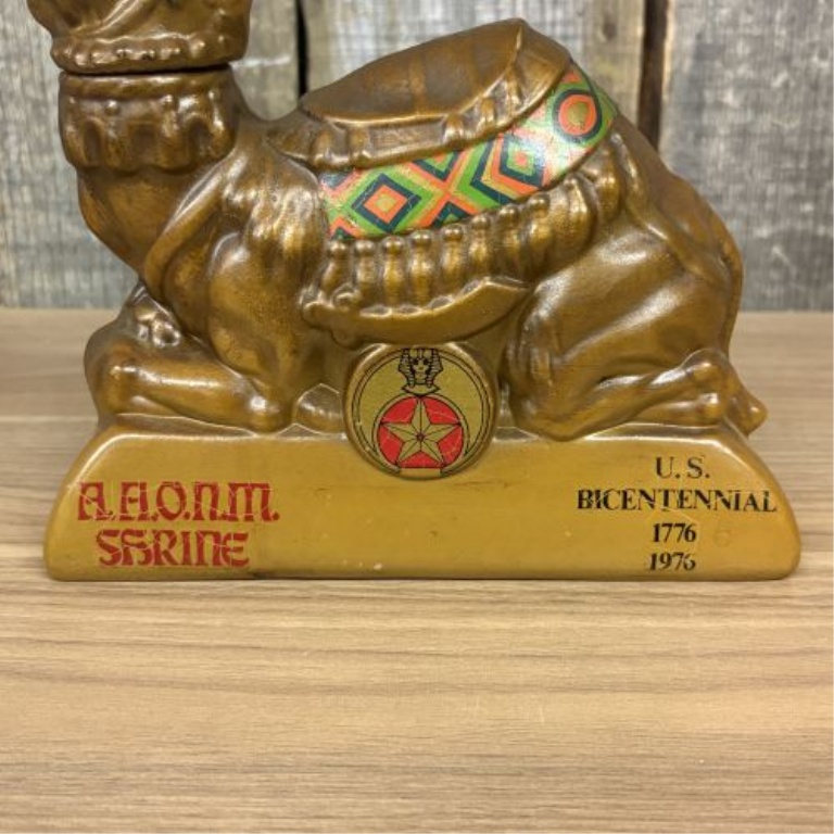 Old Mr. Boston A.A.O.N.M.S. Shrine U.S. Bicentennial Figural Camel Whiskey Decanter